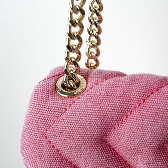 Sandro Yza Quilted Canvas Shoulder Bag Pink - Picture 7 of 13